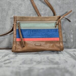Relic Multicolor Striped Women's Crossbody Bag Double Front Zippers Adjustable
